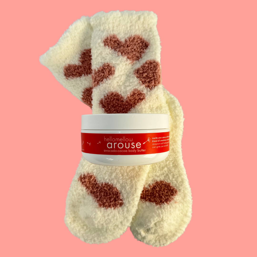 body butter + free cozy heart socks - arouse LIMITED EDITION