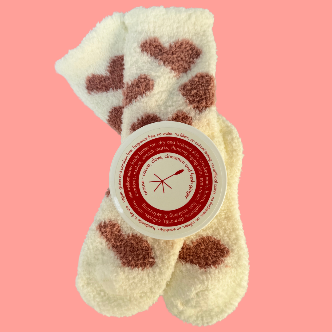 body butter + free cozy heart socks - arouse LIMITED EDITION