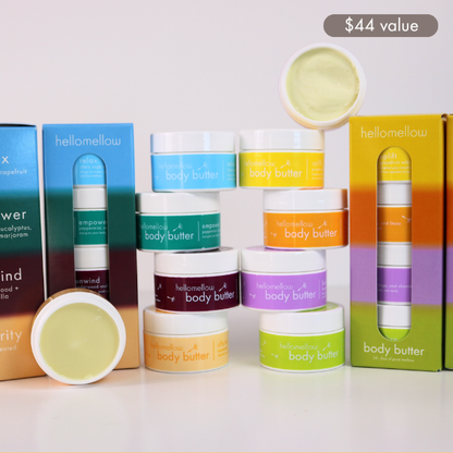 body butter try me sets bright days set: uplift • rejuvenate • balance • revitalize