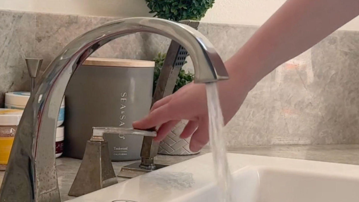 warm bath gets turned on in preparation for uplift bath salts 