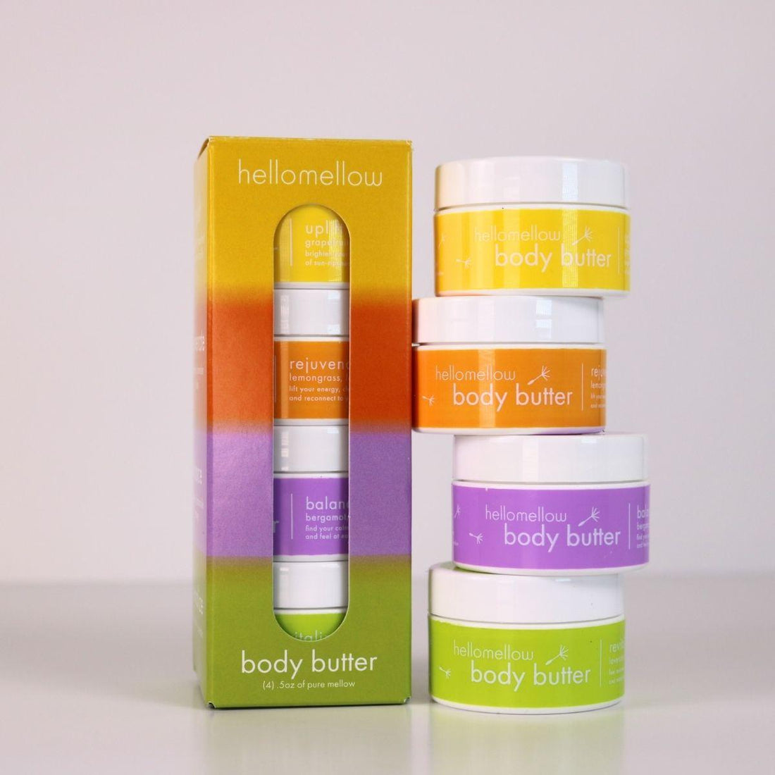 bright days body butter sampler set pictured butter stack with packaging box