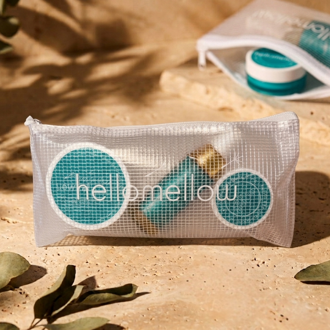 the essential routine mini in empower: body scrub, body oil and body butter with the free water-resistant bag