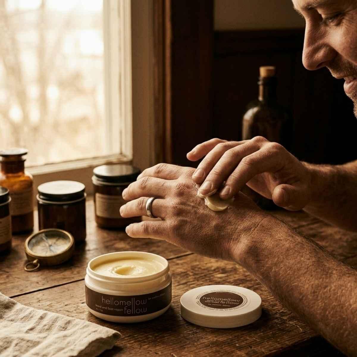 hellomellow fellow hand and foot repair butter in use