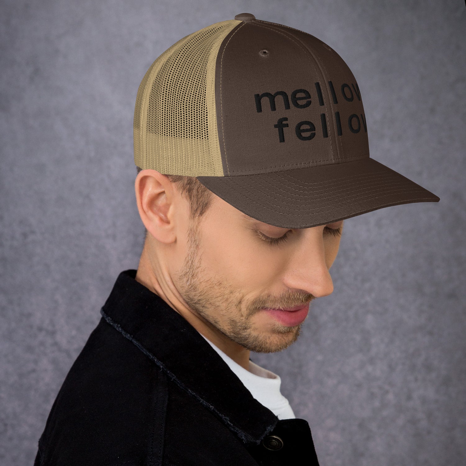 mellow fellow embroidered trucker cap