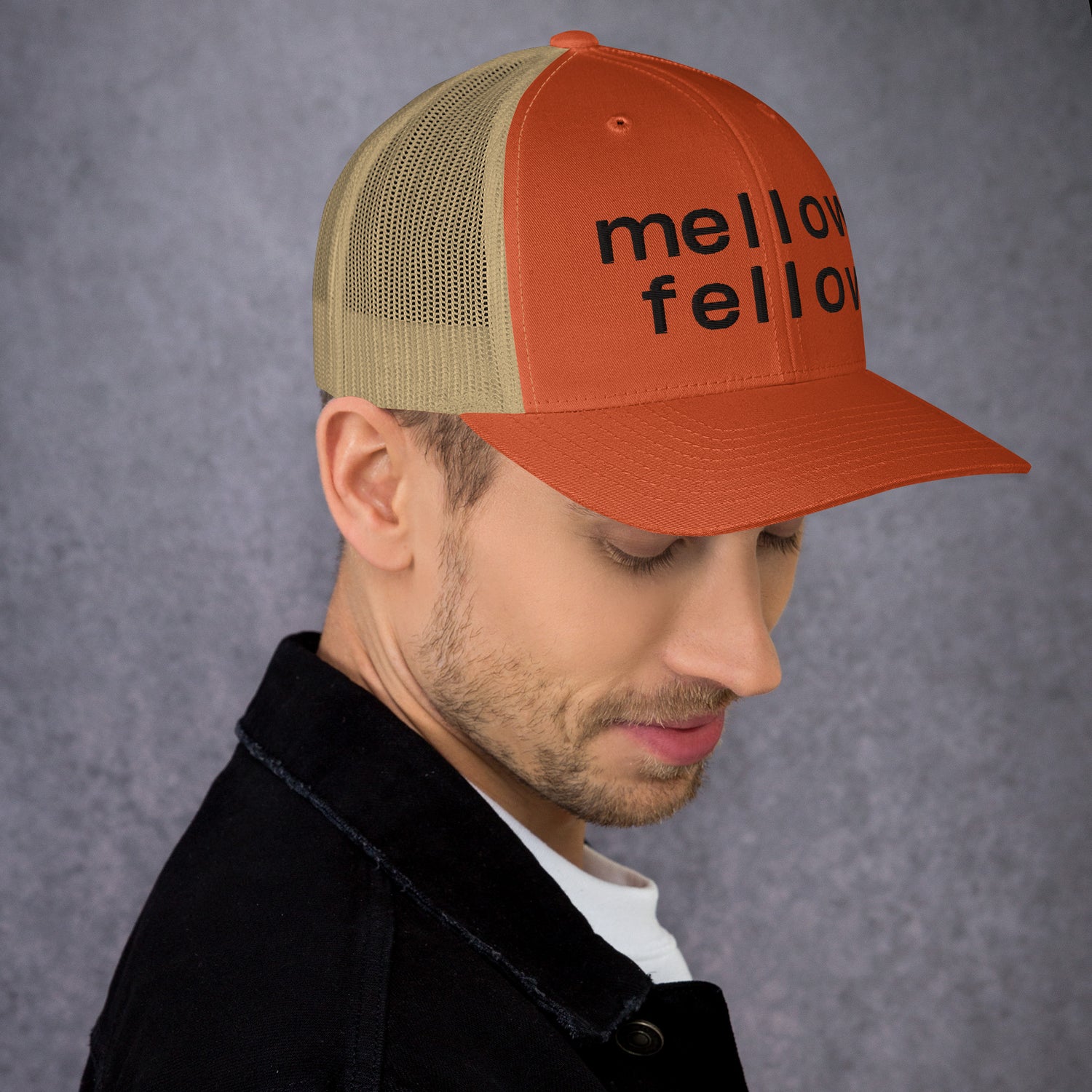 mellow fellow embroidered trucker cap