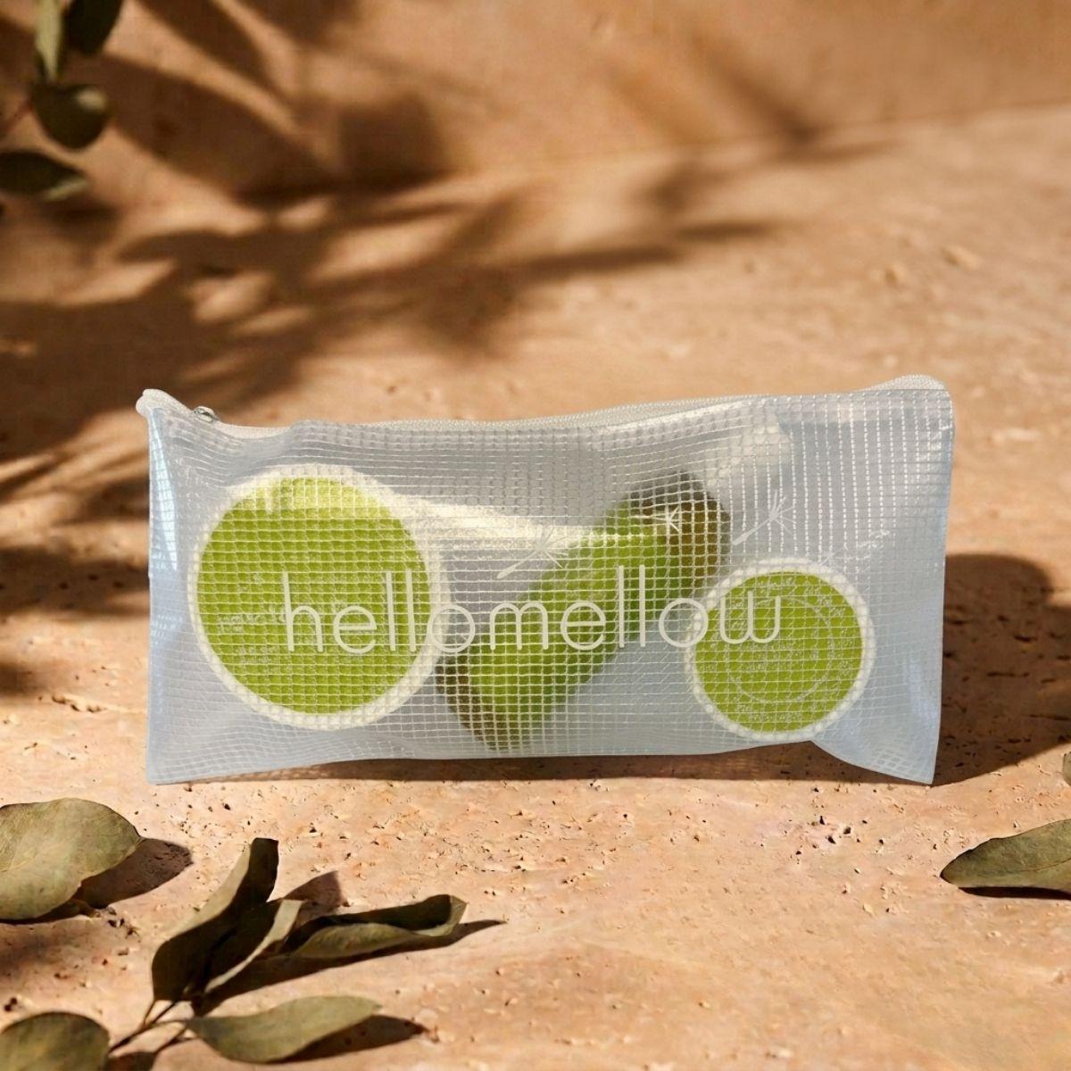 the essential routine mini revitalize: mini body scrub, mini body oil and mini body butter, with the free hellomellow bag