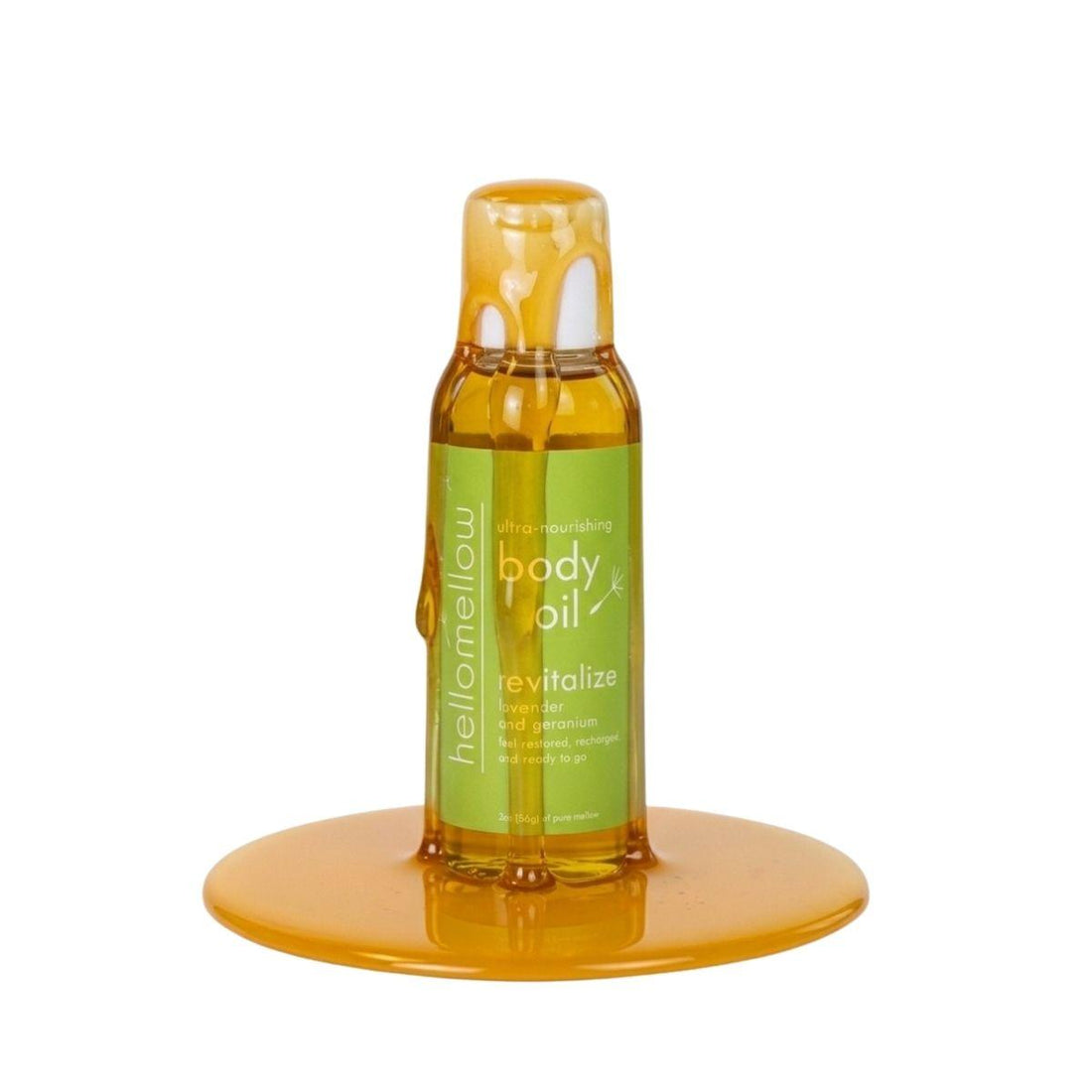 revitalize mini oil with oil dripping and a white background