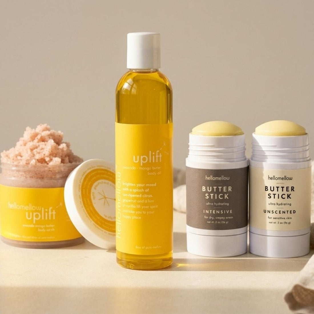 hellomellow essential routine for dry skin in uplift grapefruit aroma