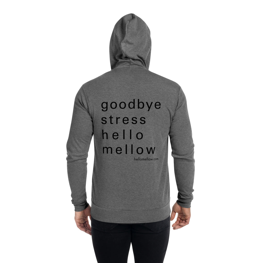 goodbye stress hello mellow unisex zip hoodie