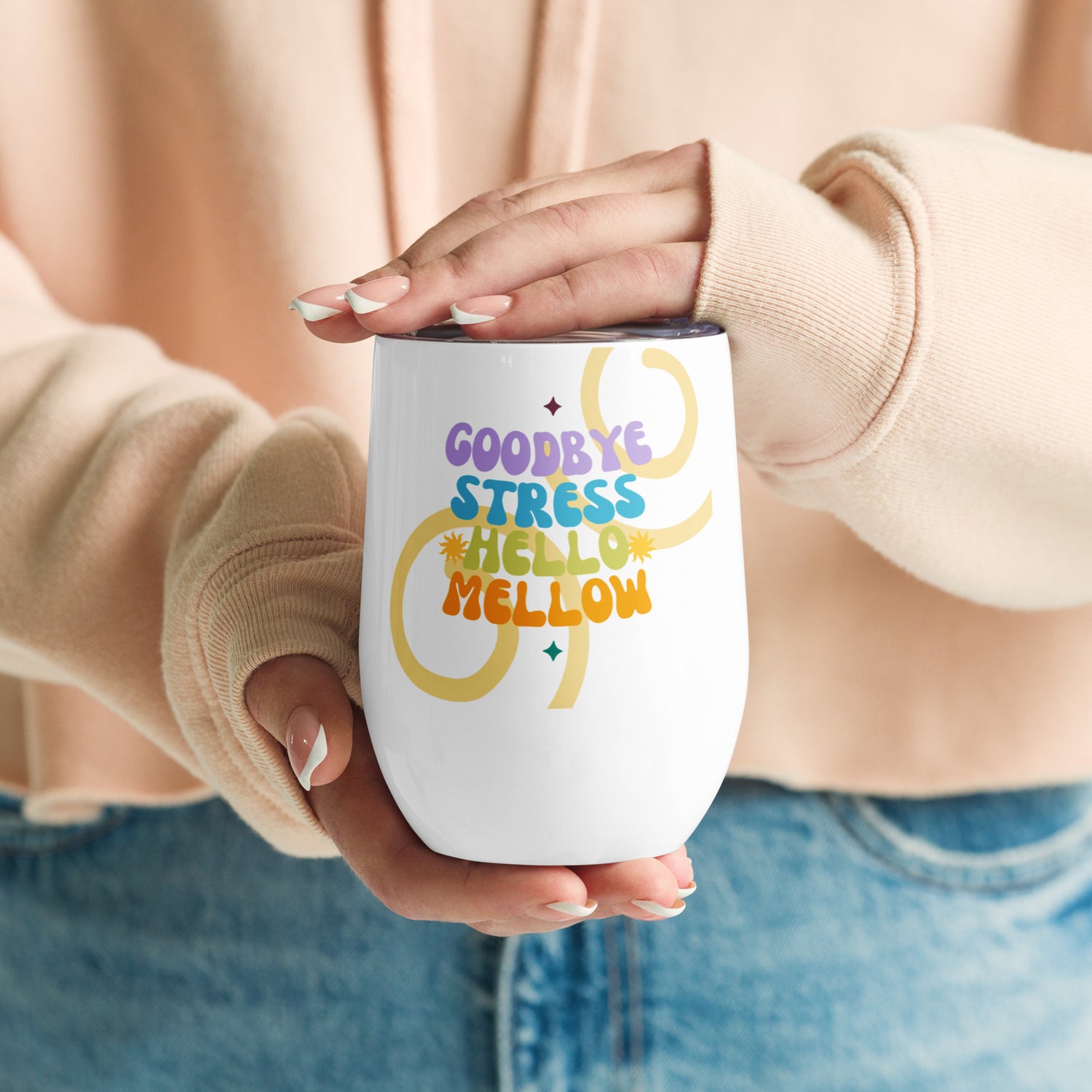 GOODBYE STRESS Retro Wine Tumbler